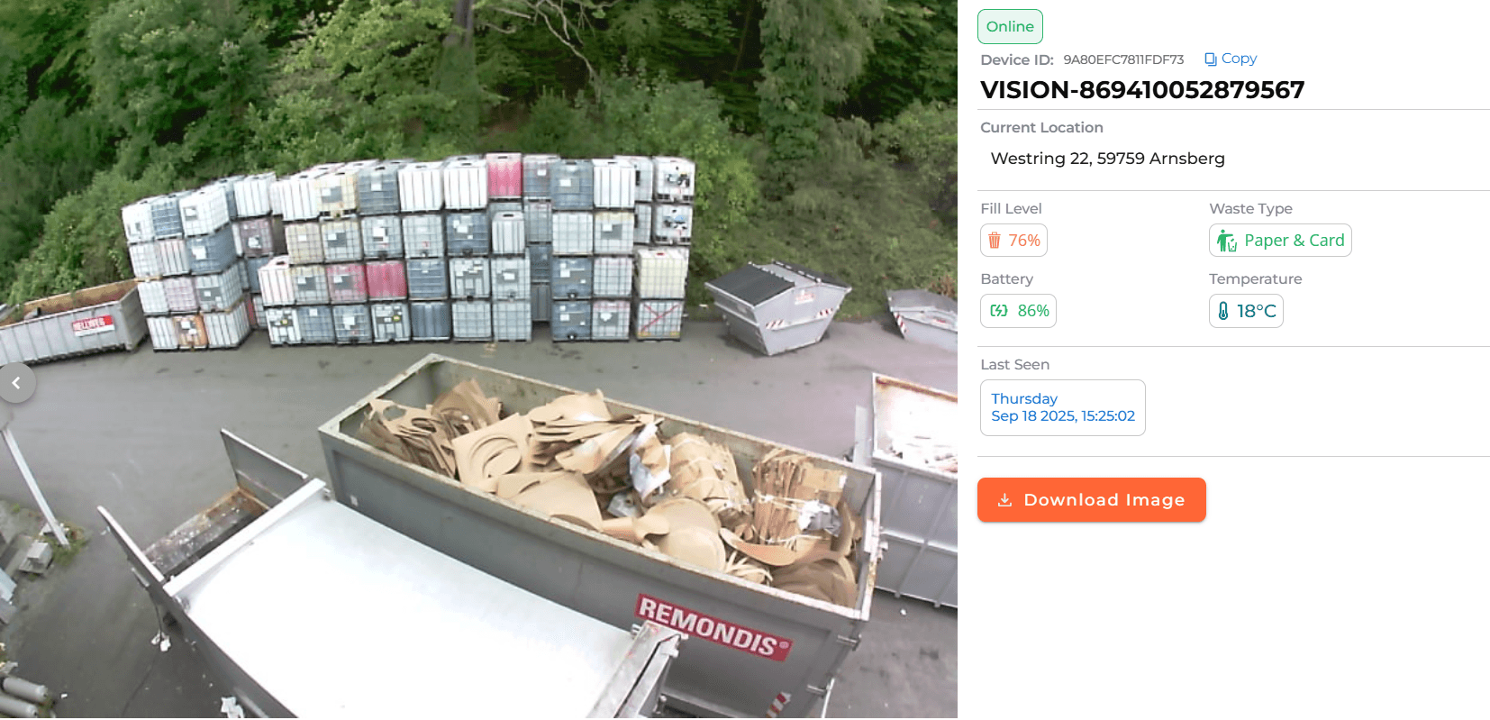 REMONDIS waste management operation with SmartEnds VisnLine cameras deployed