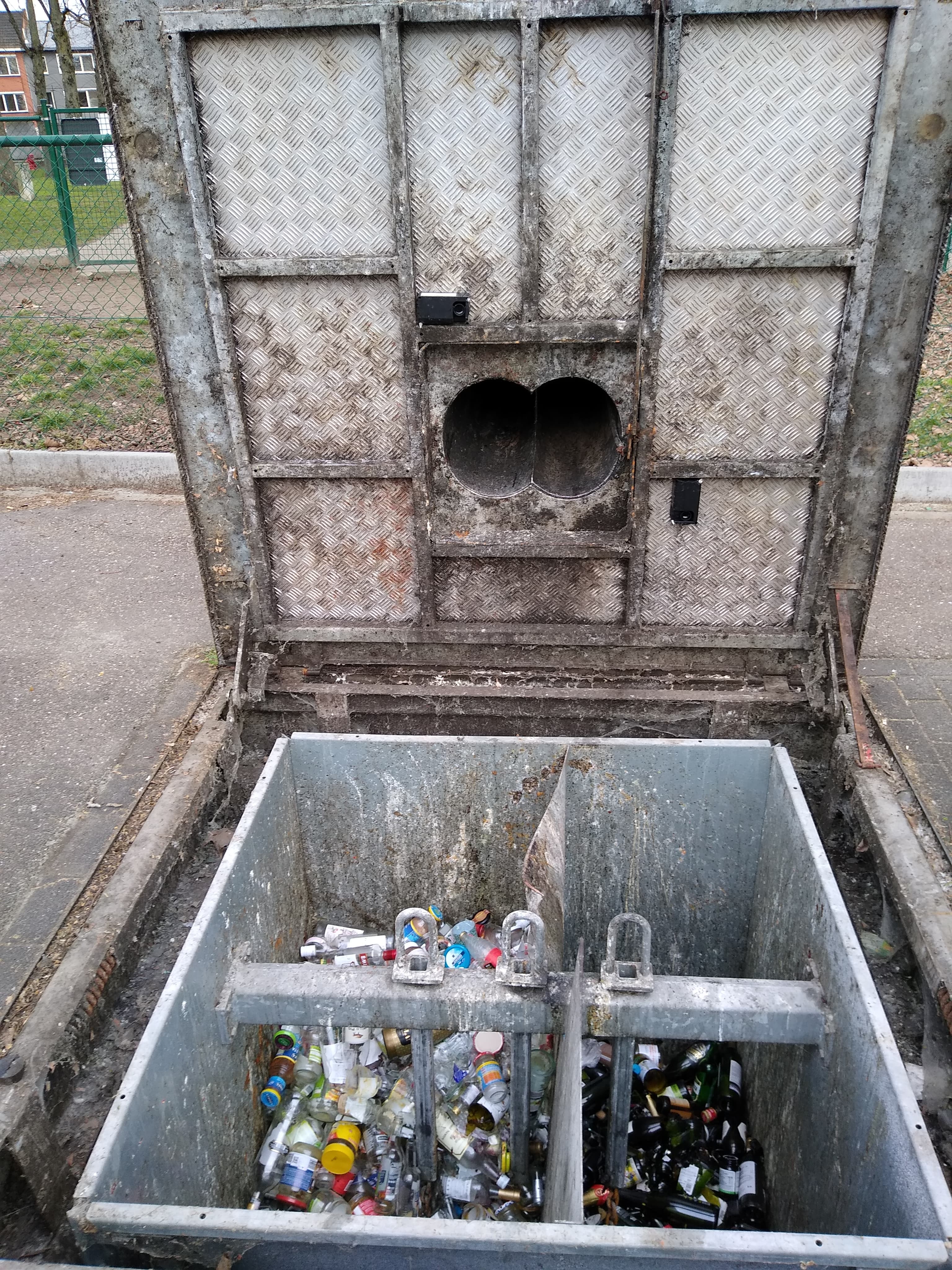BrighterBins sensors installed in underground glass recycling bins for smart infrastructure monitoring